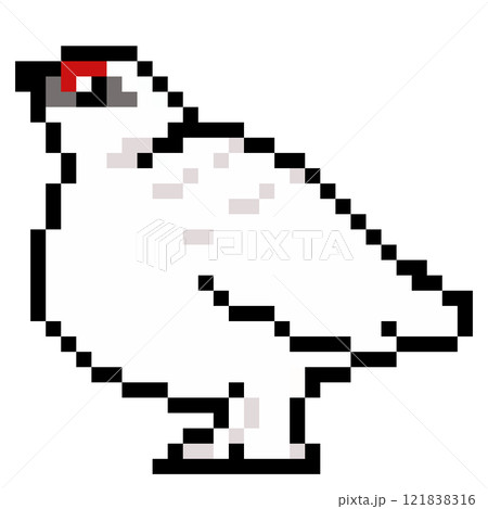 ドット絵 アニマルイラスト ニホンライチョウのオス 冬羽 ドット絵 アニマルイラスト ニホンライチョウのオス 冬羽 121838316