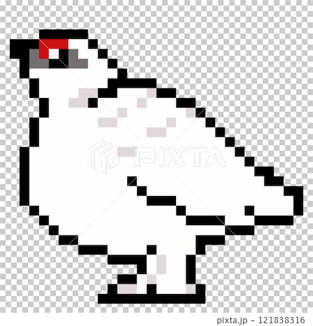 ドット絵 アニマルイラスト ニホンライチョウのオス 冬羽 ドット絵 アニマルイラスト ニホンライチョウのオス 冬羽 121838316