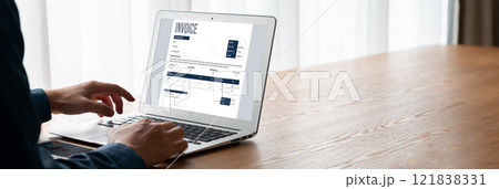 Invoice on computer screen from accounting application. Snugly. 121838331