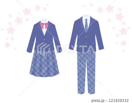 男子と女子のブレザー制服のイラスト 121838332