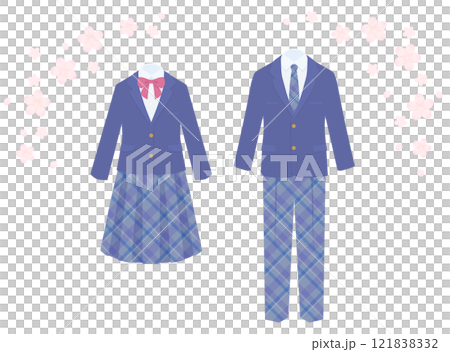男子と女子のブレザー制服のイラスト 121838332