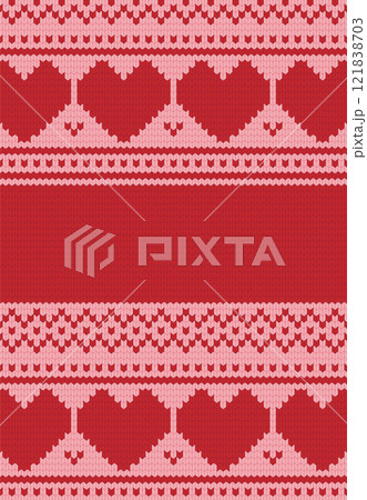 シームレスなハート柄の背景イラスト素材 ベクター ニット風 バレンタインデー 冬 シームレスなハート柄の背景イラスト素材 ベクター ニット風 バレンタインデー 冬 121838703