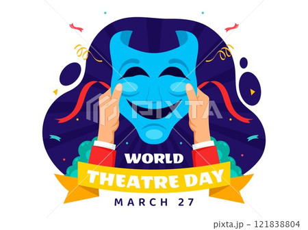 World Theatre Day Vector Illustration featuring Comedy and Tragedy Masks, Red Curtains, and Elements Celebrating Performing Arts and Entertainment World Theatre Day Vector Illustration featuring Comedy and Tragedy Masks, Red Curtains, and Elements Celebrating Performing Arts and Entertainment 121838804