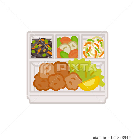 シンプルでかわいいお弁当アイコン：唐揚げ弁当 121838945