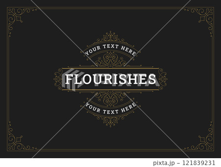 Classical antique swirl golden luxury ornamental greeting card design template vector 121839231