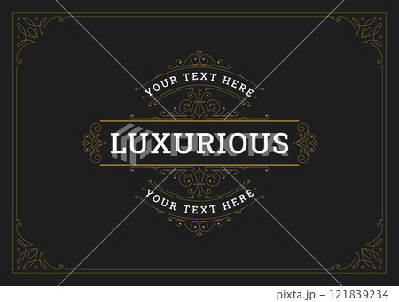 Vintage royal flourishes swirl golden ornament greeting card design template vector illustration 121839234