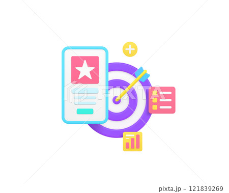 Smartphone application production development analyzing 3d icon realistic vector illustration 121839269