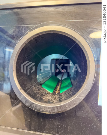 Close-up of a Recycling Machine's Sorting Mechanism with can inside . High quality photo 121840041