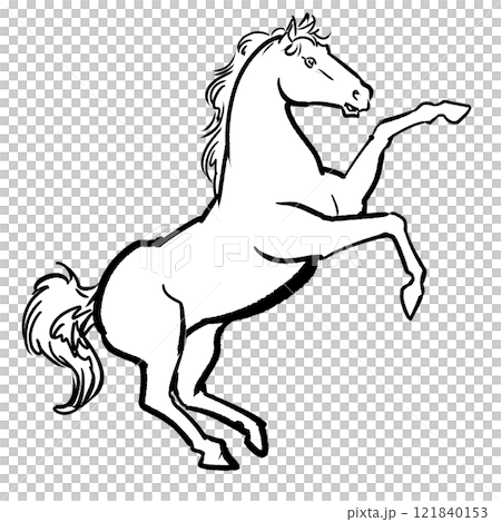 White horse standing on the pole 121840153