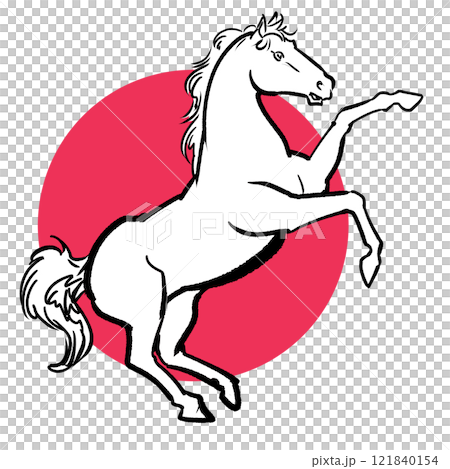 White horse standing on the pole - with background 121840154