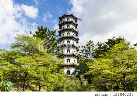Building view of the Zhongxing Pagota in Chenghcing Lake Scenic Area in Kaohsiung, Taiwan. Building view of the Zhongxing Pagota in Chenghcing Lake Scenic Area in Kaohsiung, Taiwan. 121840235