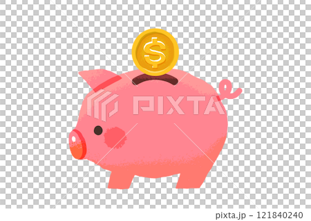 豚の貯金箱とドルコイン 121840240