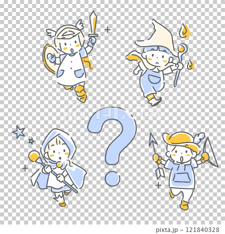 Children who use their individuality to achieve goals with their friends - Simple and cute line drawing illustration 121840328