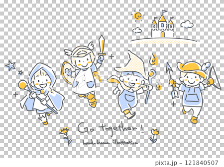 個性を活かして友達と一緒に目標達成を目指す子供たち シンプルでかわいい線画イラスト 個性を活かして友達と一緒に目標達成を目指す子供たち シンプルでかわいい線画イラスト 121840507