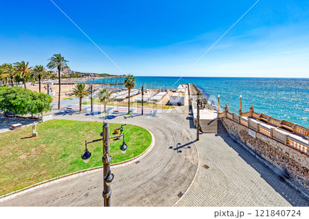 Seafront of Sitges,a beautiful town near Barcelona. Seafront of Sitges,a beautiful town near Barcelona. 121840724