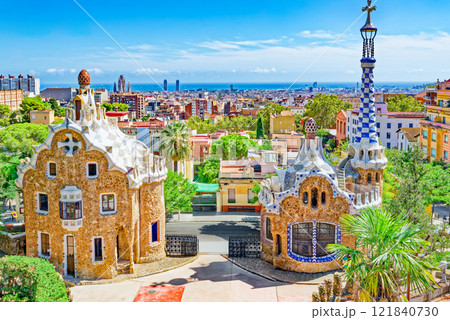 Barcelona. Gorgeous and amazing Park Guel . 121840730