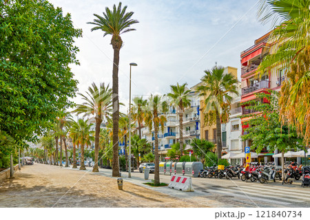 Seafront of Sitges,a beautiful town near Barcelona. 121840734