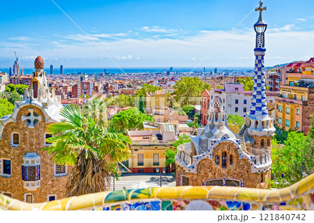 Barcelona. Gorgeous and amazing Park Guel . 121840742