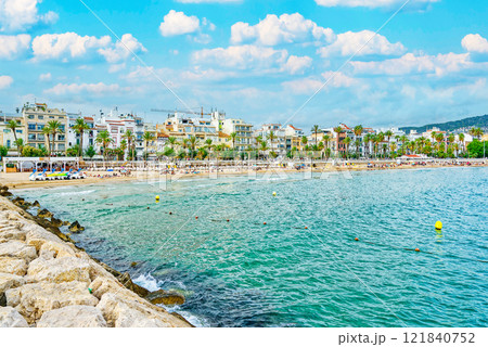 Seafront of Sitges,a beautiful town near Barcelona. 121840752