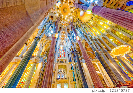 Sagrada Familia,beautiful and majestic interior view. Sagrada Familia,beautiful and majestic interior view. 121840787