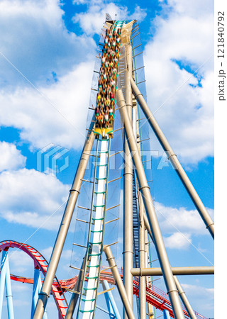 Roller Coaster in funny amusement park. 121840792