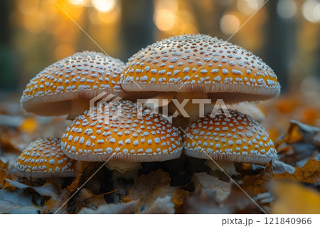 Autumn Forest Mushrooms with Sunlit Background Nature, Environment, and Fungi Photography Generative AI Autumn Forest Mushrooms with Sunlit Background Nature, Environment, and Fungi Photography Generative AI 121840966