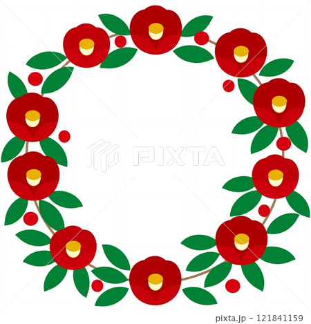 椿　フレーム　白背景 121841159