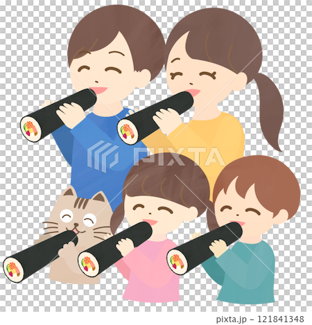 家庭和寵物貓吃 ehomaki 121841348