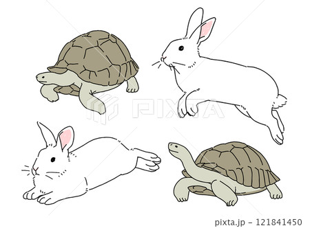 ウサギとカメのイラスト 121841450