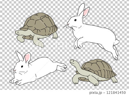 ウサギとカメのイラスト 121841450