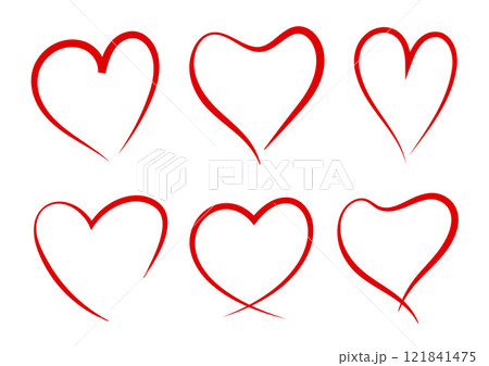 Hand drawn heart icon for valentine day. Doodle red heart outline frame background. Hand drawn heart icon for valentine day. Doodle red heart outline frame background. 121841475