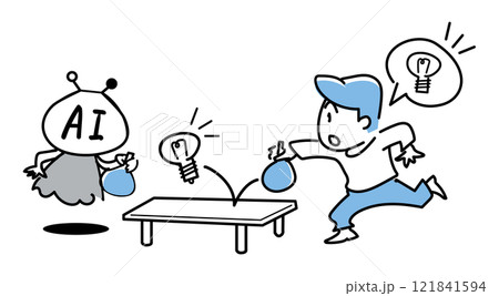 アイデア書き出し-壁打ち風のやりとり アイデア書き出し-壁打ち風のやりとり 121841594