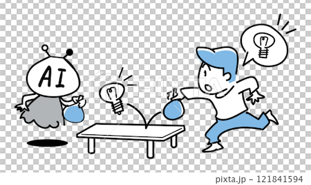 アイデア書き出し-壁打ち風のやりとり アイデア書き出し-壁打ち風のやりとり 121841594