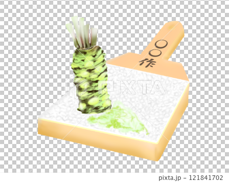 芥末和磨碎的鯊魚皮的插圖 121841702