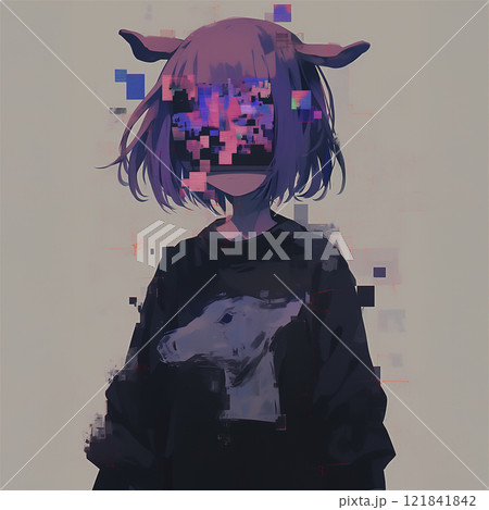 顔面ディスプレイの少女 121841842