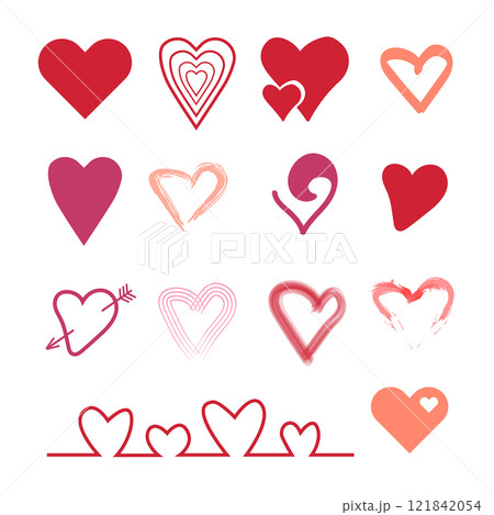Red and Pink Heart Set. Modern Valentines Day Vector Collection. Isolated Love Shapes. Trendy Backgrounds for Romantic Celebrations. Vector illustration Red and Pink Heart Set. Modern Valentines Day Vector Collection. Isolated Love Shapes. Trendy Backgrounds for Romantic Celebrations. Vector illustration 121842054