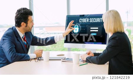 Cyber security system on computer screen protect private information snugly Cyber security system on computer screen protect private information snugly 121842219