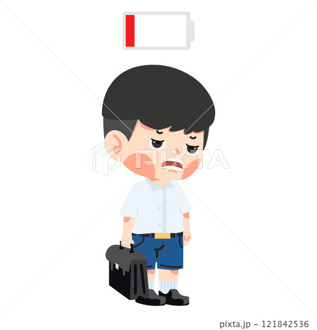 Kid student tired and low battery 121842536