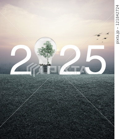 Happy new year 2025 ecological cover concept 121842724