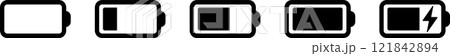 バッテリー充電マークのベクターアイコンセット4 121842894