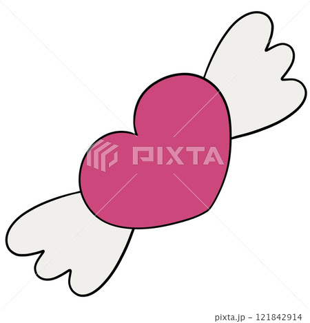 Valentine pink heart with white wings for card and gift decoration Valentine pink heart with white wings for card and gift decoration 121842914