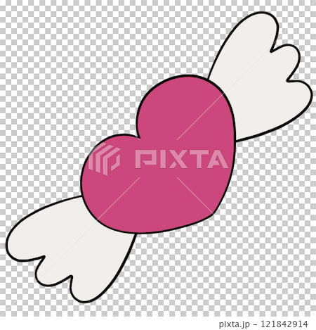 Valentine pink heart with white wings for card and gift decoration Valentine pink heart with white wings for card and gift decoration 121842914