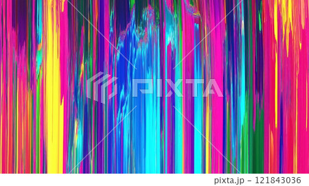 Colorful abstract glitch effect with vertical distorted lines in neon and bright hues Colorful abstract glitch effect with vertical distorted lines in neon and bright hues 121843036