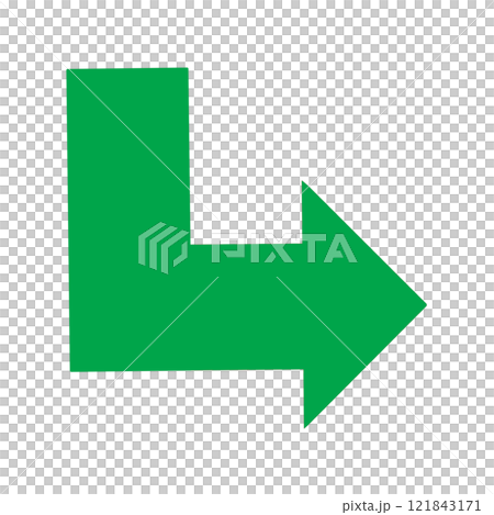 Illustration of an arrow bent at a right angle 121843171