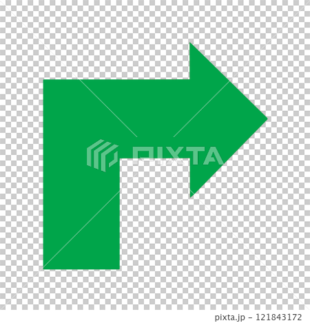 Illustration of an arrow bent at a right angle 121843172