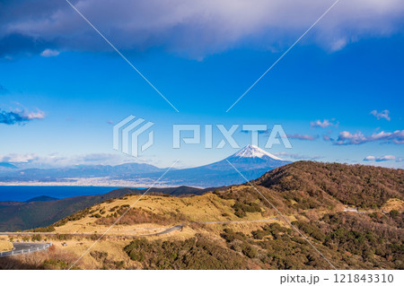 【静岡県】達磨山高原から海越しに富士山を望む　冬 121843310