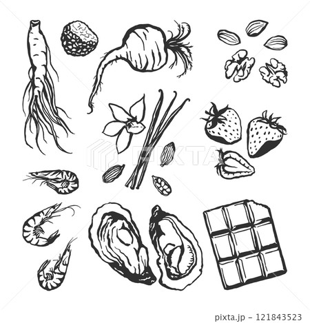 Set of hand drawn food aphrodisiacs 121843523