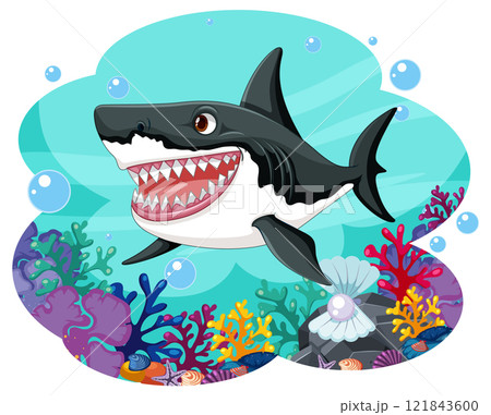 Colorful Underwater Shark Adventure 121843600