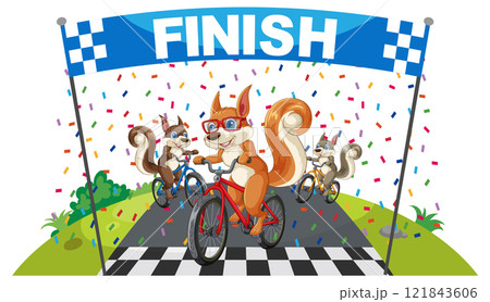 Squirrel Bicycle Race to the Finish 121843606