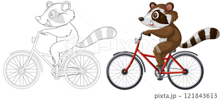 Raccoon Riding a Bicycle Illustration 121843613